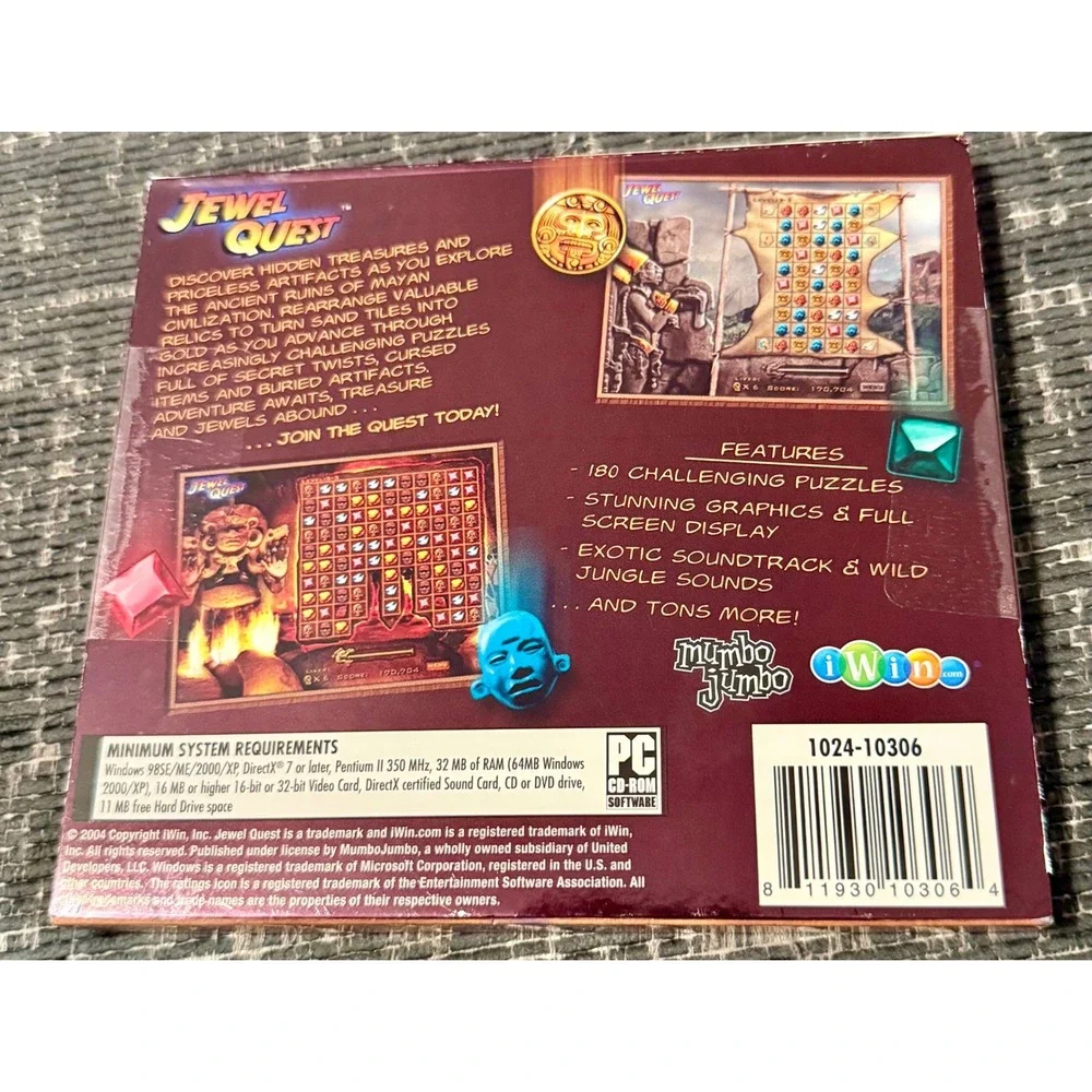 Mumbo Jumbo Jewel Quest PC Game OS Windows XP New Sealed Gem Matching Adventure
